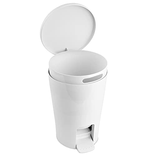 Tatay Bathroom Bin With Pedal Diabolo 5L | Inner Bucket With Handle | Practical And Easy-To-Clean Design | Made From Highly Resistant Materials | 19 X 21 X 28.2 Cm – White - 2