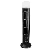 Bladeless Tower Fan, 90 Degree Oscillating Quiet USB Tower Fan with Light, Mini Desktop Fan, Student Office Home Standing Fan. Black (Black) - Image 1