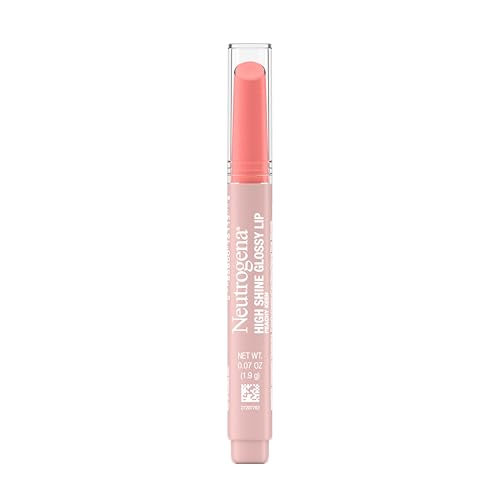 Neutrogena High Shine Glossy Lip, Nourishing Lip Gloss with Maracuja Oil, Antioxidant Vitamin E & Vitamins, Non-Retractable, Buildable Pigmented Color, Peachy Keen Shade, 0.07 oz