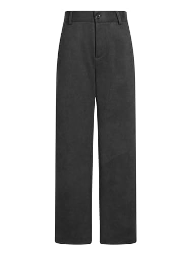 Boys' Dress Pant Straight Leg Fit Trousers with Pockets Gentleman Long Pants for Wedding