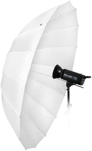 Fotodiox Pro 72in Parabolic Shoot-Through Umbrella - 16-Rib Translucent Photographic Umbrella
