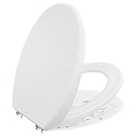 DERW Soft Close Toilet Seat, Heavy Duty Environmentally Friendly Urea-Formaldehyde Resin, O-Shaped Design, Quiet Slow Close, Quick Release, Install with Alignment Guide, Durable White Toilet Seat