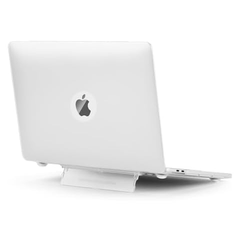 Omnifense Compatible with MacBook Air 13 Inch Case with Stand for 2022, 2021-2018 Release A2337 M1 A2179 A1932, Solid Plastic Hard Shell with Foldable Kickstand, Matte Clear for MAC Air 13” Cover