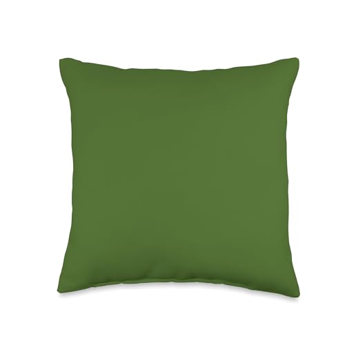 Solid Army Green Monochrome Color Field Throw Pillow