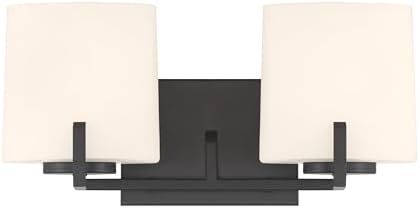 Minka-Lavery 12432-899 Mirelle 16" 2-Light Vanity - Dark Matte Black with Etched Opal Glass