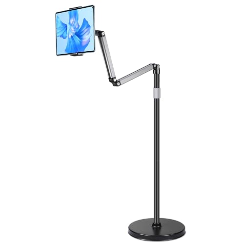 YSSHUI Soporte para tableta con base robusta – Soporte giratorio ajustable de cuello de cisne para iPad, Galaxy Tab, Kindle, teléfonos (12,9 a 33 cm)