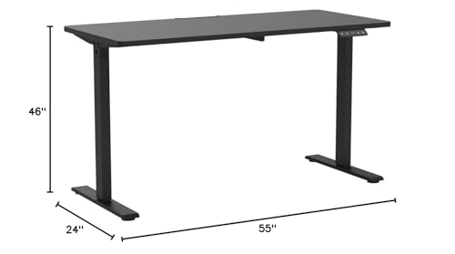 FLEXISPOT Standing Desk Electric Height Adjustable Desk with 55 x 24 Inches Splice Board, Ergonomic Memory Controller, Black Top + Black Frame