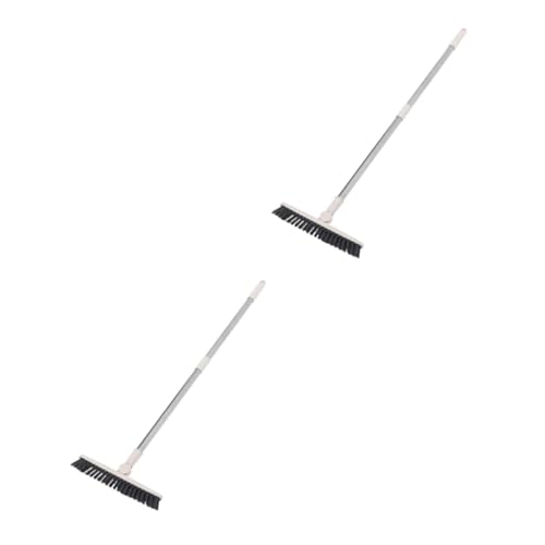 IWOWHERO 2 Pièces Brosse à Plancher Pivotante Nettoyage Tournant Laveur Électrique Brosse à Récurer avec Vadrouille Pliable Poignée Autolaveuse Électrique Voiture Gratter Blanche Plastique