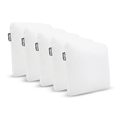CareFoam Memory Foam Square Cushion for Car, Sofa/Diwan, Bed, Chair & Decoration | Highly Durable, Hypoallergenic | 14"x 14" x 4" | Velvet Cover | White Jacquard, Pack of 5