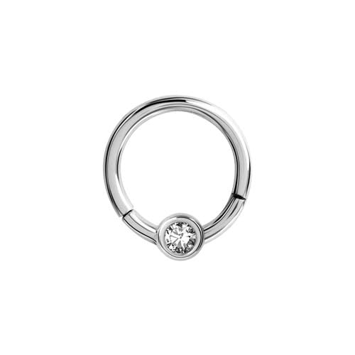 DENI 1 piercing aro pequeño con piedra brillante de 3mm, helix y cualquier parte de la oreja, clicker de cierre, 7mm diametro y 1,2mm grosor