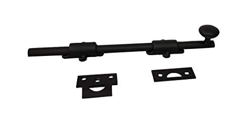 QCAA Solid Brass Dutch Door Bolt, 10", Matte Black