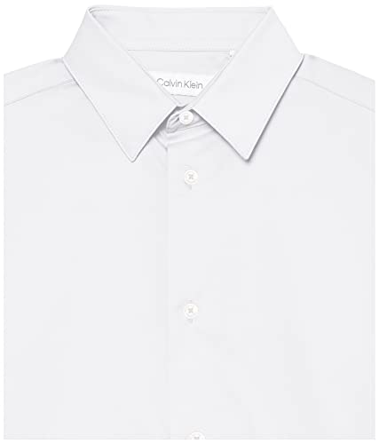 Calvin Klein Boys' Big Long Sleeve Slim Fit Dress Shirt, Style With Buttoned Cuffs & Shirttail Hem, White, 12 #TOP7