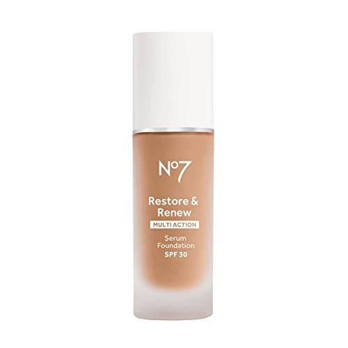 No7 Restore & Renew Multi Action Serum Foundation - Honey - Liquid Foundation Makeup With Vitamin C, Vitamin E & Collagen For Face - Beauty Skin Serum Formula With Medium Coverage (30Ml) #TOP12