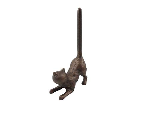 Portarotolo di carta a forma di gatto in ghisa, stile rustico, 25,4
