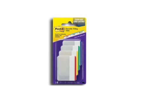 3m 686f-1 2" X 1.5" Post-It Durable Filing Tabs Assorted Colors 4 Ct - image 1