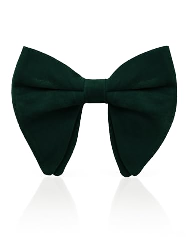 HISDERN Mens Pre-Tied Green Bow Tie Velvet Adjustable Solid Color Bowtie Formal Neck Bow Ties for Wedding Party