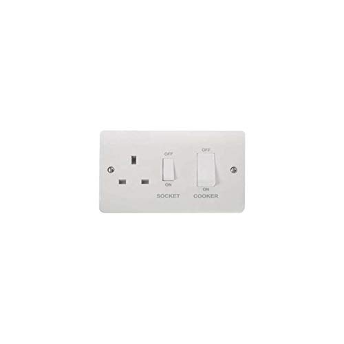 Click 45A Double Pole Cooker Switch With 13A Switched Socket White PVC