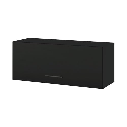 Cuisineandcie - Meuble haut SLIM de cuisine Lovia Noir Mat 1 porte relevable L 90 cm