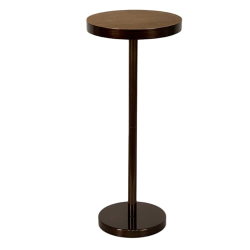 Pedestal Side Table, Drink Table, Small Round Martini Table for Living Room, Dorm, Home Office and Bedroom, Brown