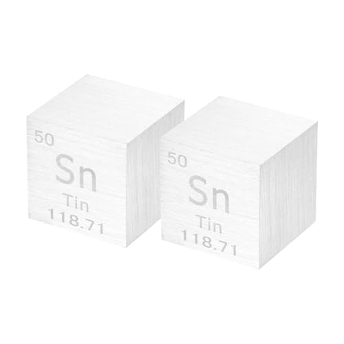 Image of uxcell 1 Inch Tin Cube High Density Metal Element Cube 2 Pcs | Chemical Elements Collection Science Education Experiment Application Silver