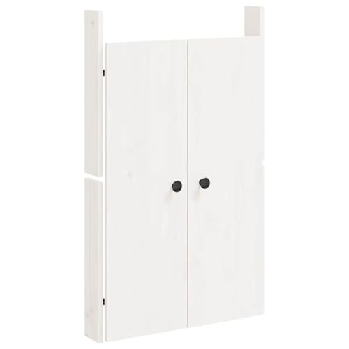 vidaXL Türen für Outdoor Küche, Schranktür mit Metallknäufen, Möbeltür Tür für Gartenschrank Terrasse, Holztür Ersatztür, Weiß 50x9x82 cm Massivholz Kiefer
