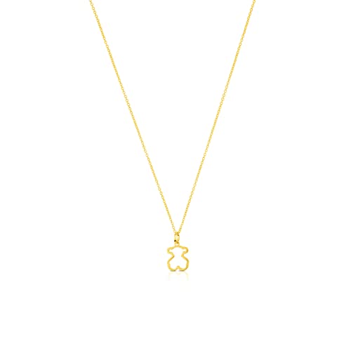 TOUS Collar con Baño de Oro 18Kt sobre Plata para Mujer con Colgante de Oso de 12 mm, 45 cm de Largo, Delicado y Elegante, Colección Galaxy