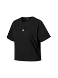 [XEXYMIX] ヨガウェア トップス 半袖 Tシャツ レディース xtfst08j2 クロップド丈 M ブラック