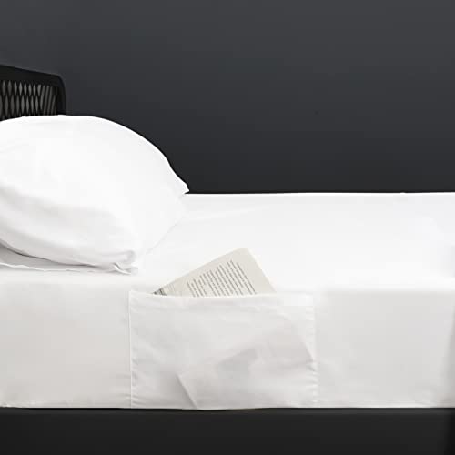 Image of Moonsea Extra Deep Pocket Air Mattress White Sheets Twin Size - 3Pcs Side Storage Pocket Fitted Sheet & Pillowcase Twin Deep Pocket Sheet Sets Easily Fits for Kids 16in to 24in Pillow Top Air Bed
