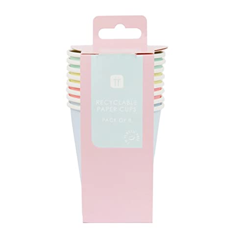Talking Tables - Pastel Paper Cups - Recyclable Paper Tableware for Birthdays, Office Parties, Baby Showers - 8 Pack, Pastelcups