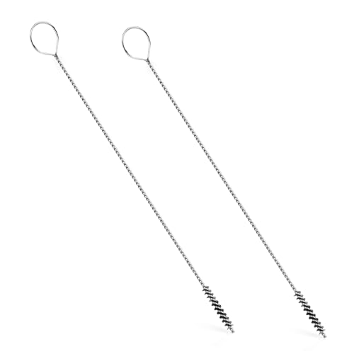 2 Pcs Milk Foamer Hose Brush, Long Thin Nylon Tube Cleaning Brushes Ideal for Espresso & Coffee Machine Attachments, Stainless Steel Straw Cleaning Brushes 12-1/2 Inch Long and Flexible Handle