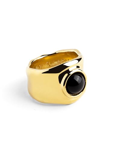 Bague Or My Onyx Singularu femme en laiton massif plaqué or