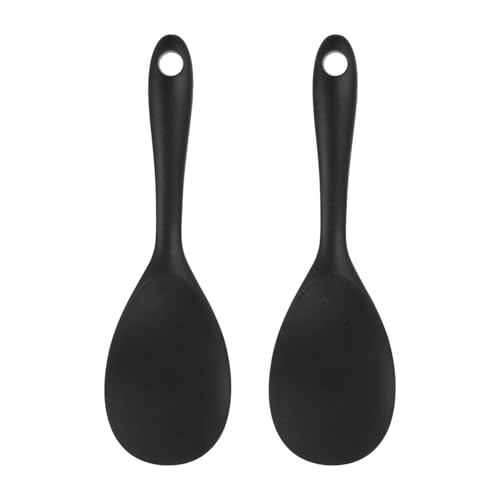 Cuillère à riz en silicone antiadhésive uxcell résistante à la chaleur noir pack de 2