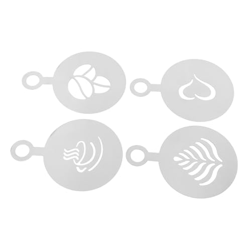 Ciieeo 4pcs Stainless Art Templates for Latte Cappuccino and Hot Chocolate Metal Spray Stencils for Beginners and Professionals