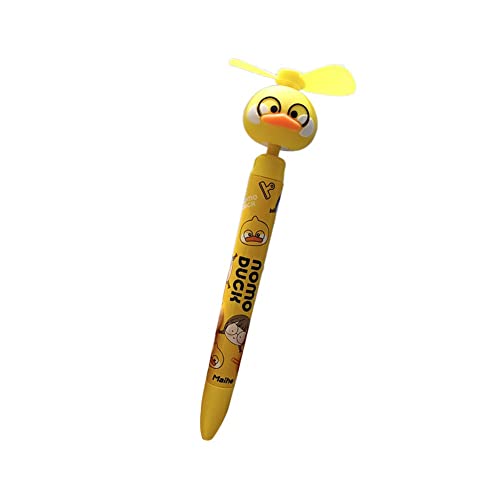 2 Stück Kugelschreiber mit Lüfter, Tintenroller, einziehbarer Kugelschreiber, 0,5 mm, lustige Stiftgeschenke, mehrfarbige Stifte, für Büro, Schulbedarf, Studenten und Kindergeschenke (Gelbe Ente) Cover