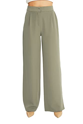 TRENDYOL Damen Trendyol Open Straight Trousers Pants, Helles Khaki, 40 EU