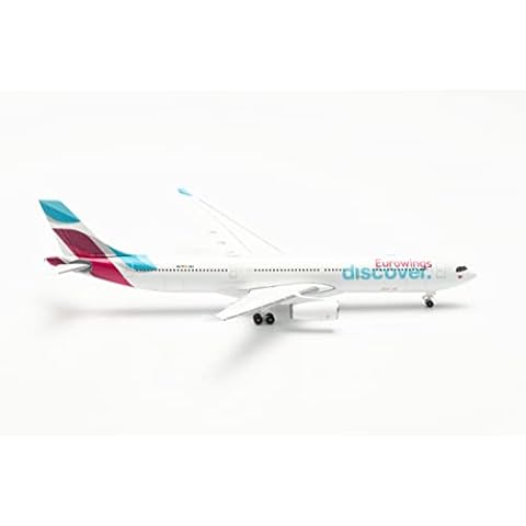 herpa Modellflugzeug Airbus A330-300 Eurowings Discover Maßstab 1:500 - Modellbau Flugzeug, Flugzeugmodell für Sammler, Miniatur Deko, Flieger ohne Standfuß aus Metall Cover