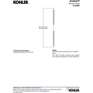 。 Kohler K-45982-CP Awaken 60-Inch Ribbon Hose, Polished Chrome, One