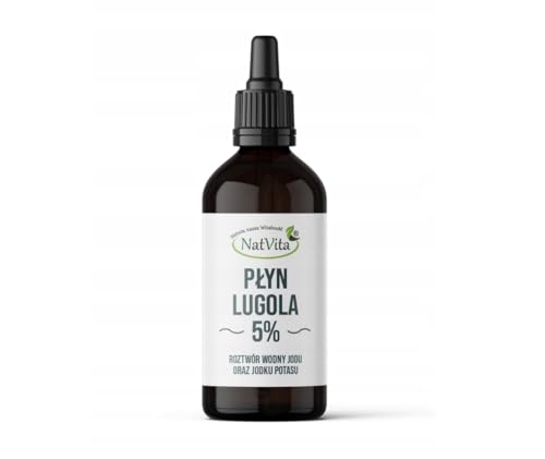 Lugol's - Solución de yodo al 5% (100 ml), grado analítico de alta pureza, solución acuosa, vidrio ámbar con pipeta, NatVita