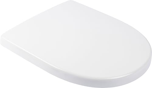 Calmwaters Antibakterieller WC Sitz für Keramag iCon 204000 & 204060 D-Form mit Absenkautomatik überlappend aus Duroplast Weiß - 26LP5381