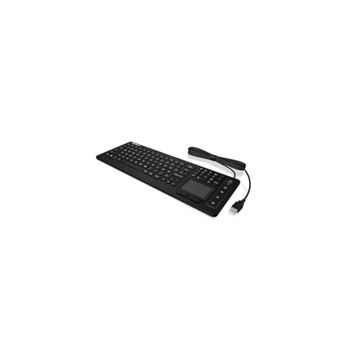 KeySonic 28036 KSK-6231 INEL (DE) Industrie Tastatur, USB-kabelgebunden mit Touchpad, wasserdicht, staubdicht (IP68), Silikon, schwarz