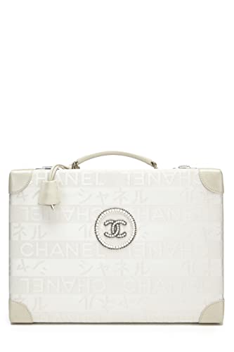 Pre-Loved White Satin Ginza Briefcase LTD, White