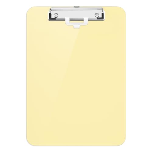 Hongri Plastic Clipboard with Pen Holder, Yellow 8.5x11 Clip Board