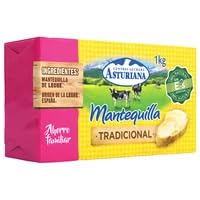 mantequilla Central Lechera Asturiana en Pastilla (125g, 250g, 500g, 1kg) Tradicional, Sin Lactosa y (Productos Refrigerados) (1 PASTILLA, Mantequilla Tradicional en Pastilla 1kg)
