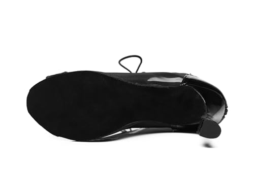 Image of Dance Practice Shoes for Women Mesh Ballroom Sandals Heels Party Prom Ankle Booties with Zip