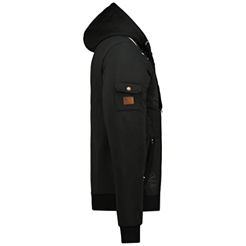 Geographical Norway GARADOCK Men - Sweat À Capuche Zippé Capuche - Sweats Shirts À Logo pour Homme - Sweat Shirt Hoody Chaud Manches Longues - Sweatshirt Sport Casual Regulier (Noir, 3XL)