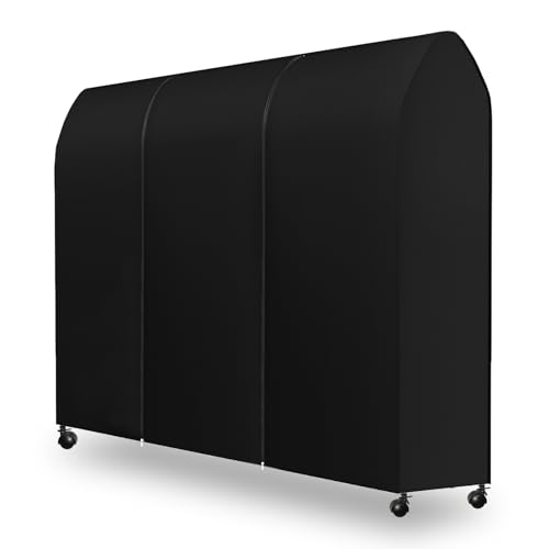 DecacnX Clothes Rail Cover 6FT Dustproof Breathable Garment Rail Cover Double Protective Zip for Easy Access Premium Fabric 180cm Wide for Wardrobe Clothing Rail Black