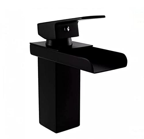 Torneira Monocomando Cascata Baixa Calha Preta Fosco