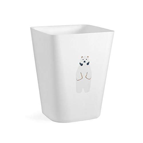 Fengshop Cubo de Basura Elemento Oso Plaza Bote de Basura, Limpieza del hogar Oficina Cubo Papel Usado Cesta Lateral Sanitaria Blanco Cubo 11L Cubo de Basura para Cocina