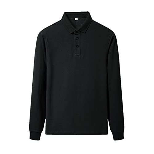 Polo manches longues coton homme 3XL bleu foncé ne rétrécit pas mi-saison