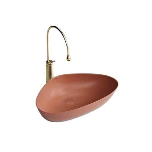 Lavabo de baño triangular sobre encimera con diseño de arte moderno personalizado 2